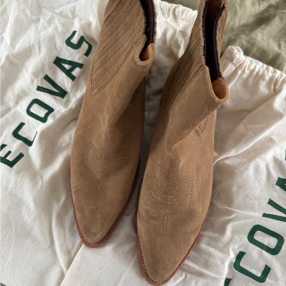 Tecovas Taylor Brown Suede Cowboy Booties